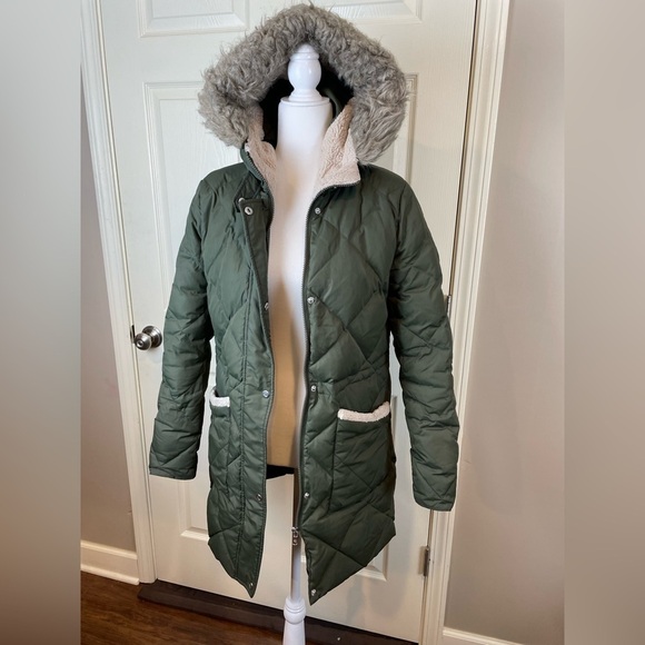 Lauren Ralph Lauren Green Quilted Hooded Down Puffer Coat - Picture 1 of 16